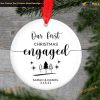 Custom Engagement Ornament, 1st Christmas Engaged Keepsake