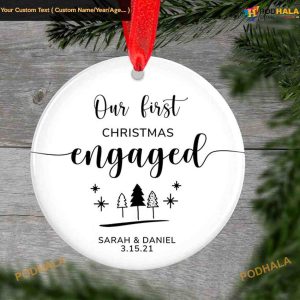 Custom Engagement Ornament, 1st Christmas Engaged Keepsake