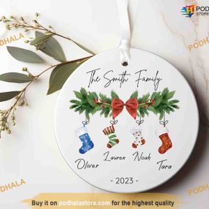 Custom Family Stocking Ornament With Names and Year, New Family Christmas Gift 2023