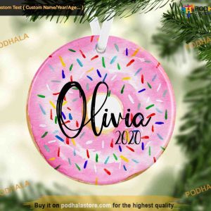 Custom Festive Donut Ornament, Funny Christmas Ornaments