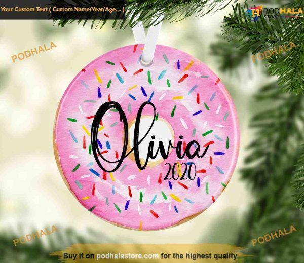 Custom Festive Donut Ornament, Funny Christmas Ornaments