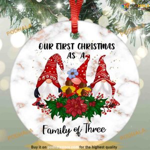 Custom Gnomes Our First Christmas As A Family Of Three Ornaments