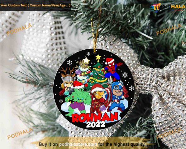 Custom Kid Name Marvel Ornament, Funny Christmas Ornaments