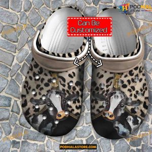 Custom Name Cow Leopard Leather Leopard Crocs Clogs Gift For Cow Girl