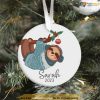 Custom Name Sloth Christmas Ornament, Personalized Family Christmas Ornaments