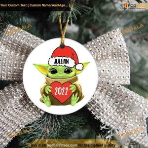 Custom Name Year Yoda Ornament, Personalized Family Christmas Ornaments