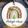 Custom Name and Year Rainbow First Christmas Ornament, Family Christmas Ornaments