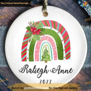 Custom Name and Year Rainbow First Christmas Ornament, Family Christmas Ornaments