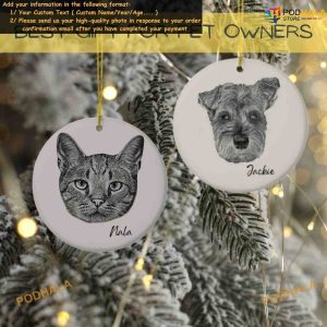Custom Pet Ornament Christmas Pet Face Photo and Name Personalized Ceramic Ornaments 2