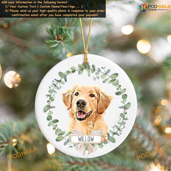 Custom Pet Photo and Name Ornament Personalized Dog Christmas Gift