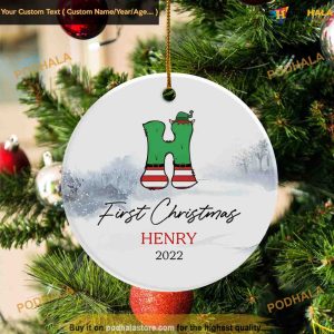 Custom Photo & Name Baby Ornament, 1st Christmas Ornament