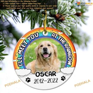 Custom Photo Ornament Rainbow Bridge Memorial for Dog & Cat Lovers