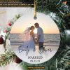 Custom Photo Wedding Christmas 2023 Ornament Just Married, First Ceramic Gift for Newlyweds
