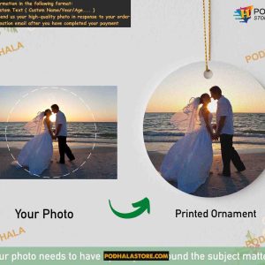 Custom Photo Wedding Christmas 2023 Ornament Just Married First Ceramic Gift for Newlyweds 4