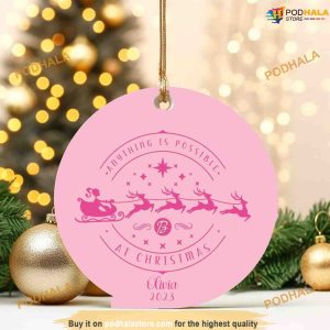 Custom Pink Barbie Christmas Ornament, Barbie Doll Ornaments Bauble White Design