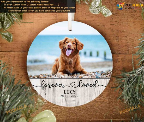 Custom Porcelain Dog Ornament Photo Gift, Pet Lover, Forever Loved OR101