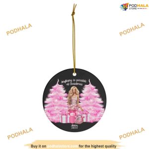 Custom Pretty in Pink Barbie Ornament, Barbie Xmas Ornaments Snowflake Design