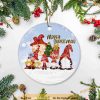Custom Snow Gnomes Merry Round Ornament, Personalized Family Ornaments