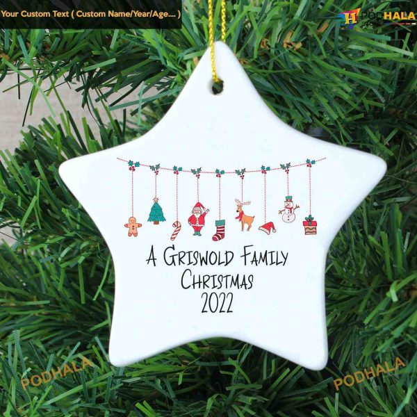 Custom Year Cute Christmas Garland Star, Keepsake Ornament
