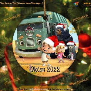 Custom Year Trash Truck Ceramic Ornament, Family Tree Decoration