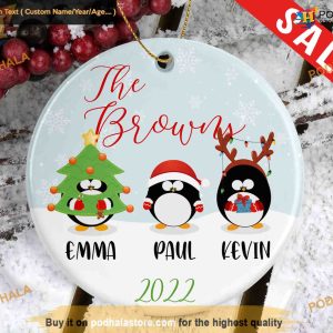 Customized Christmas Penguin Ornament, Family Christmas Ornaments