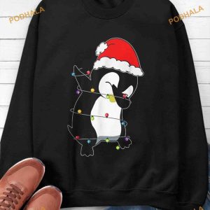 Dab Penguin Christmas Day Decoration, Penguin Wearing Santa Hat Shirt