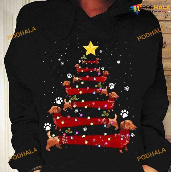 Dachshund Christmas Tree Shirt, Funny Xmas Gifts