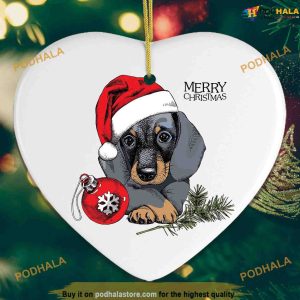 Dachshund with Santa Hat Ornament, Funny Christmas Ornaments