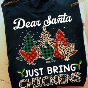 Dear Santa Just Bring Chickens Leopard Christmas Tree Shirt