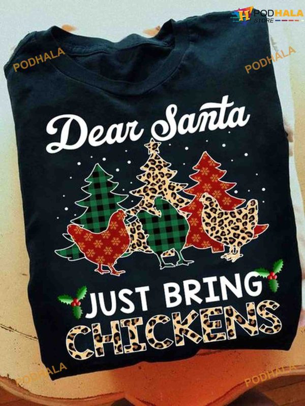 Dear Santa Just Bring Chickens Leopard Christmas Tree Shirt