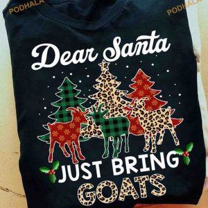 Dear Santa Just Bring Goats Leopard Christmas Tree Shirt