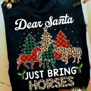 Dear Santa Just Bring Horses Leopard Christmas Tree Shirt