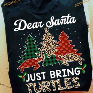 Dear Santa Just Bring Turtles Leopard Christmas Tree Shirt