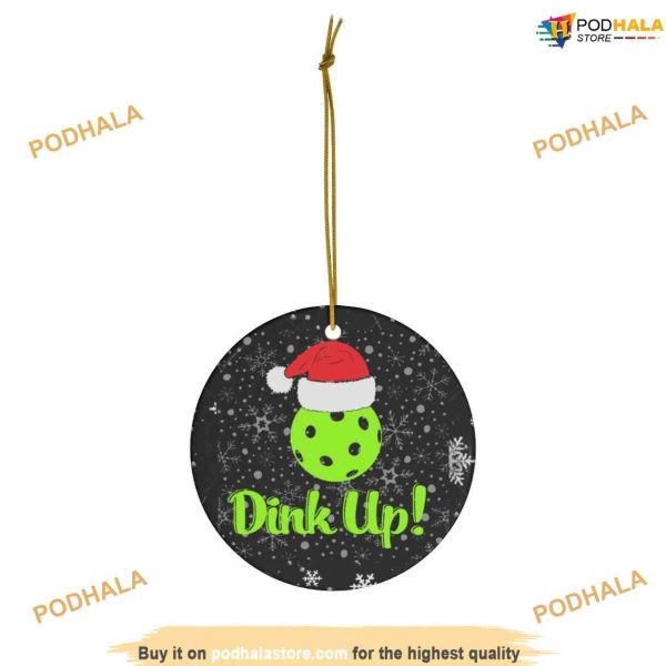 Dink Up! Pickleball Christmas Ceramic Ornament, Family Christmas Ornaments