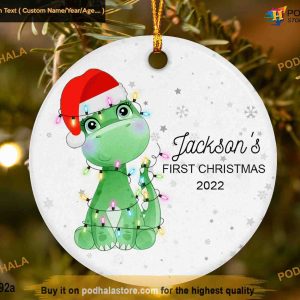 Dinosaur Baby's First Christmas Ornament, Personalized 1st Christmas Ornaments