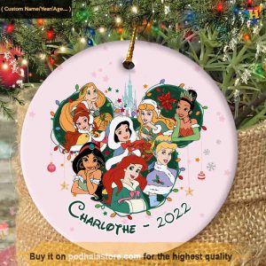 Disney Princess Christmas Ornament, Personalized Disney Xmas Decorations