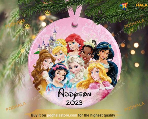 Disney Princess Personalized Christmas Ornament, Family Tree Decoration