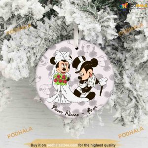 Disney Wedding Personalized Ceramic Ornament, Disney Christmas Tree Decor