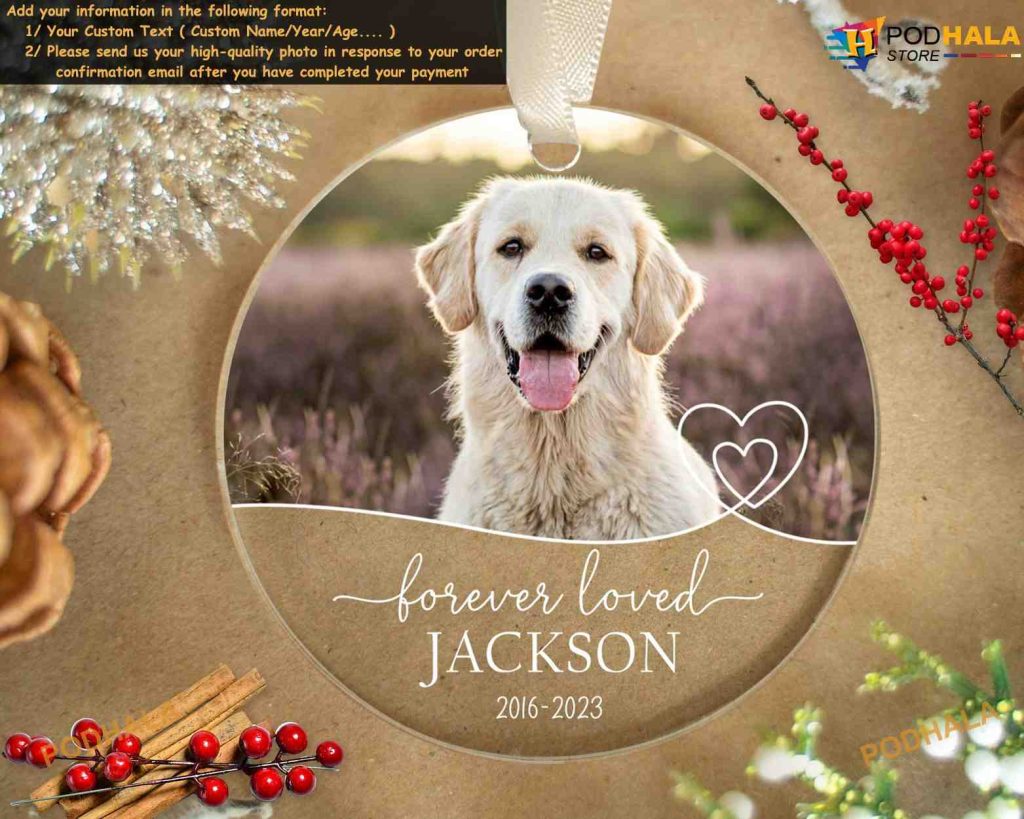 Dog Memorial Ornament Custom Photo, Christmas, Pet Loss Sympathy Gift ...