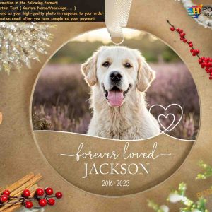Dog Memorial Ornament Custom Photo, Christmas, Pet Loss Sympathy Gift