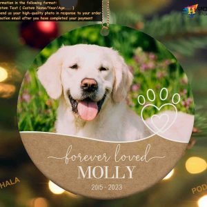 Dog Memorial Personalized Ornament With Photo and Name, Pet Keepsake