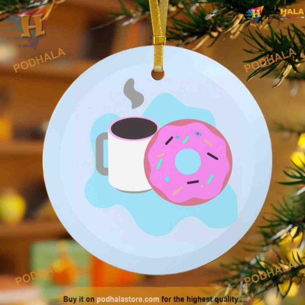 Donut and Coffee Christmas Ornament, Friends Christmas Ornaments