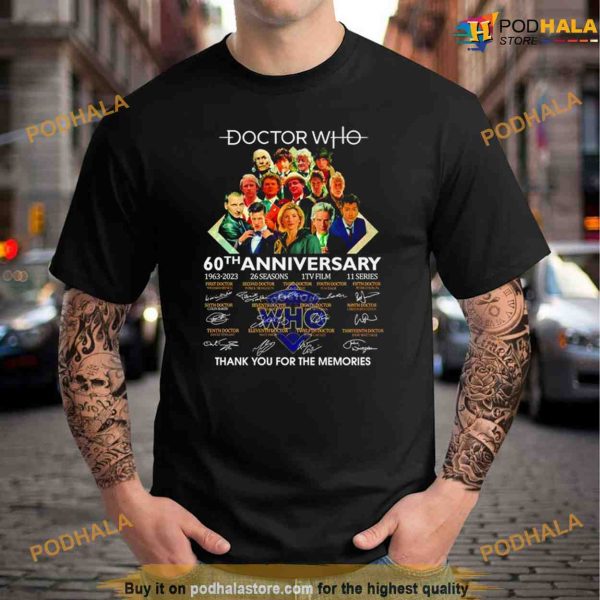 Dr Who 60Th Anniversary T Shirt, Thank You For The Memories Signatures Tee