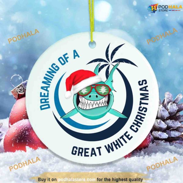 Dreaming of a White Christmas Shark Ornament, Family Tree Decoration