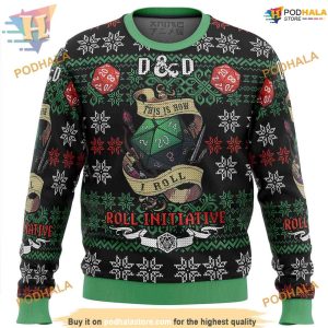 Dungeons & Dragons Ugly Christmas Sweater, Funniest Ugly Christmas Sweater
