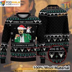 Eggnog Spiked Ugly 3D Christmas Sweater, Funny Christmas Gift Ideas