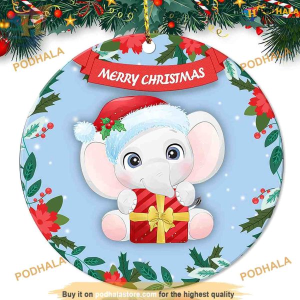 Elephant Christmas Ornaments, Personalized Family Ornaments
