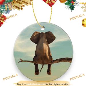 Elephant on Branch Xmas Tree Ornament, Funny Christmas Ornaments