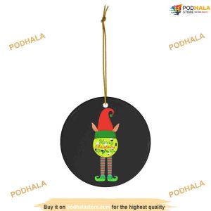 Elf's Pickleball Christmas Ceramic Ornament, Custom Family Ornaments
