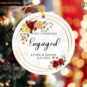 Engaged 1st Christmas Ornament, Personalized Keepsake